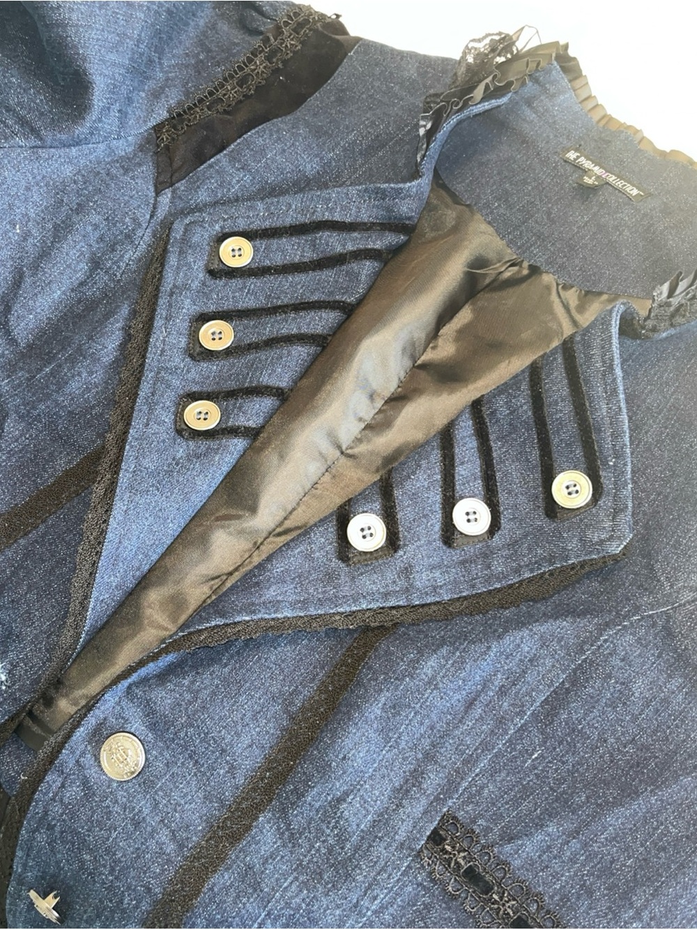 Victorian-Inspired Navy Military Tailcoat Jacket with Black lace Size Large - Picture 7 of 16